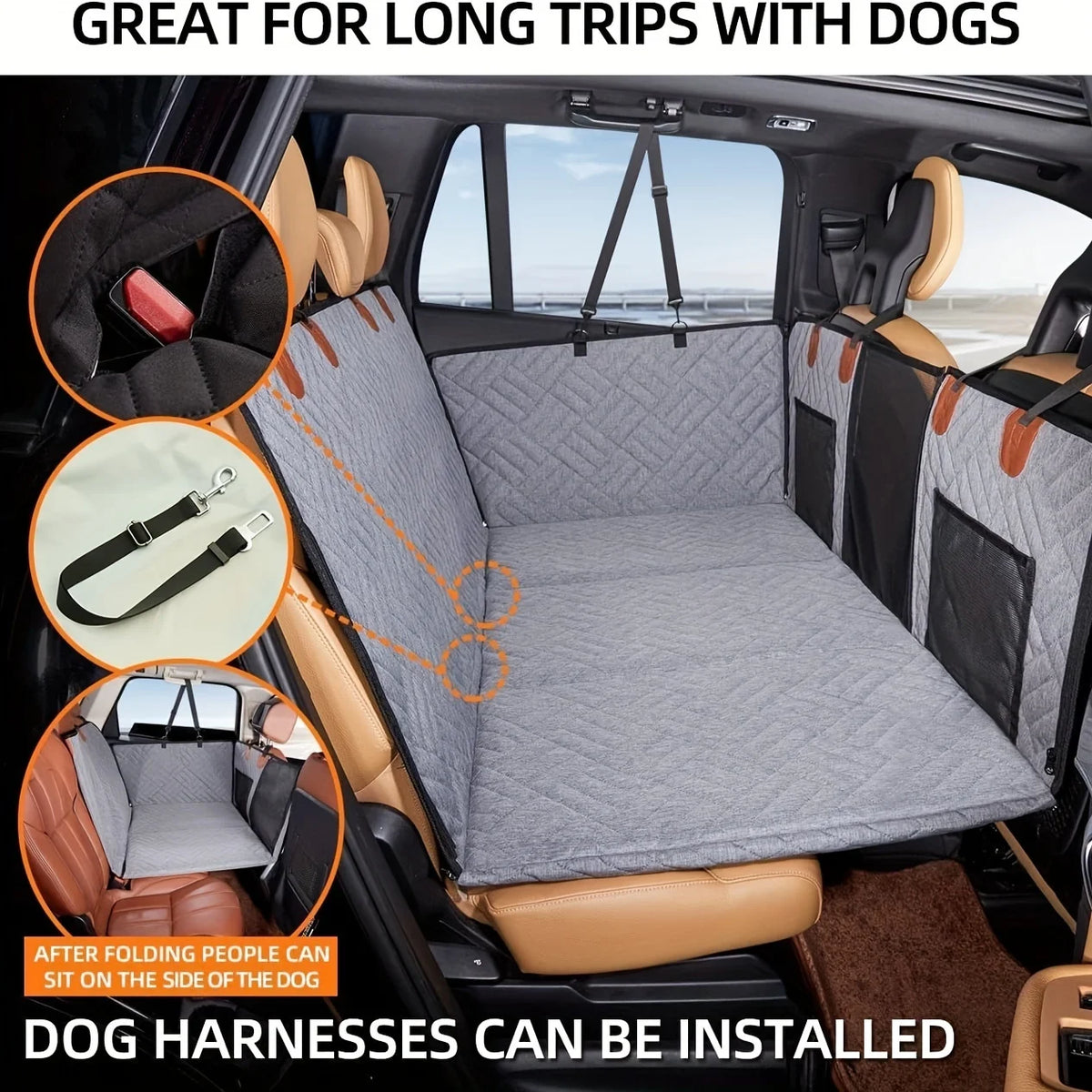 Dog Car Seat Extender – Solid Hard-Bottom Backseat Bridge